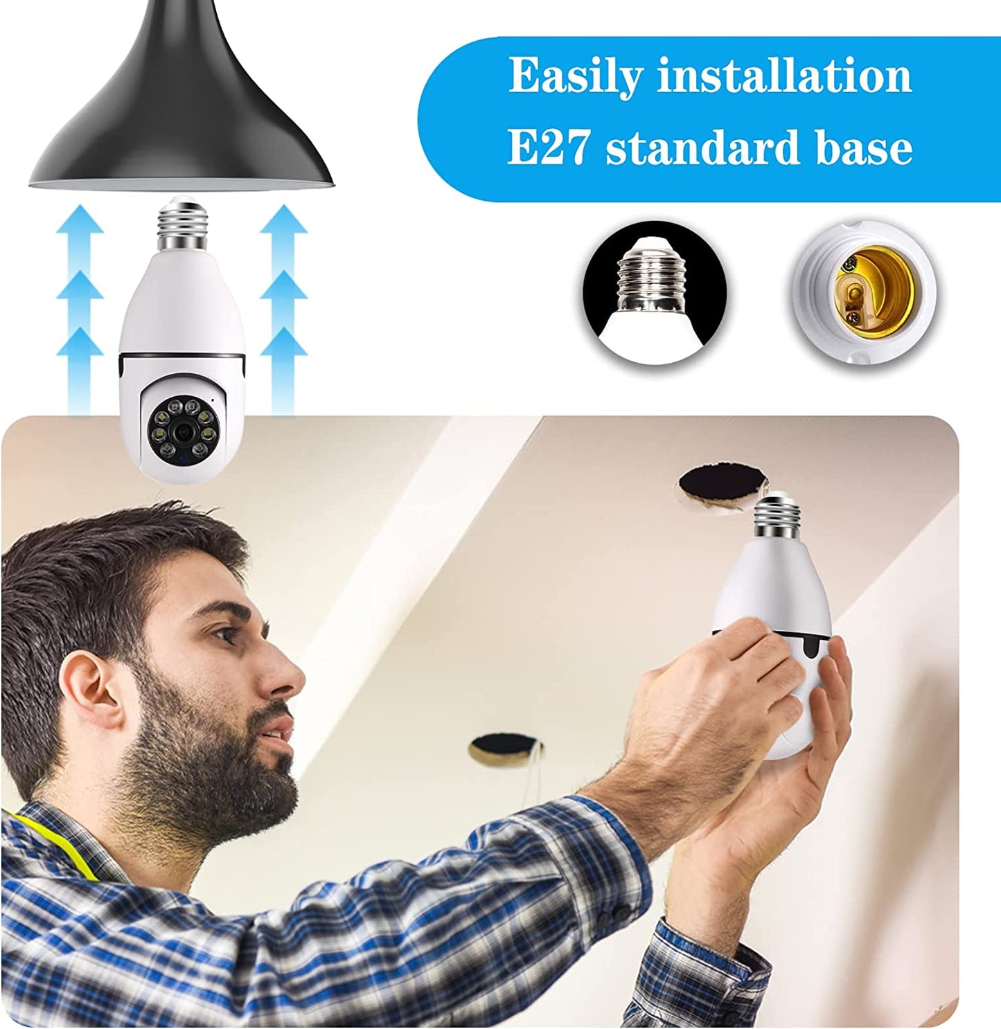 Light Bulb Camera (360° Rotation & Night Vision)