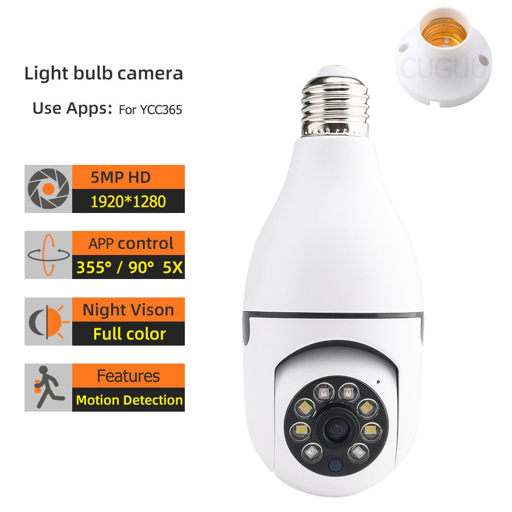 Light Bulb Camera (360° Rotation & Night Vision)
