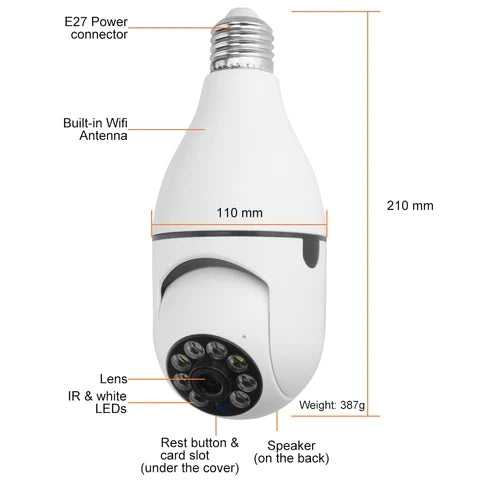 Light Bulb Camera (360° Rotation & Night Vision)